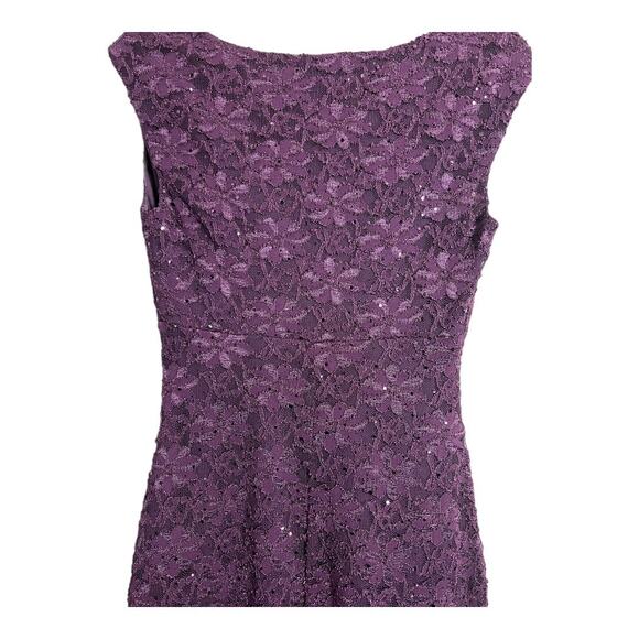 Purple Lace Cocktail Dress 4 Wiggle Holiday bodycon Hourglass Festive Plunging - Picture 8 of 9